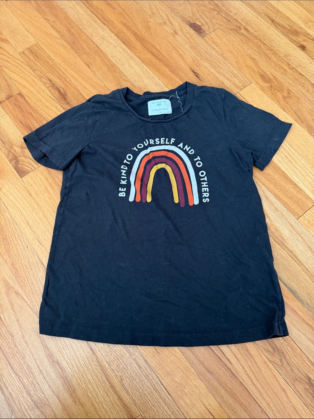 Sol Angeles Black Short Sleeve Tee with Rainbow Graphic
